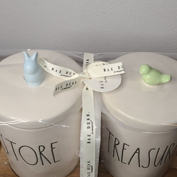 RAE Dunn Jar Set on Wood Tray - Picture 2 of 4